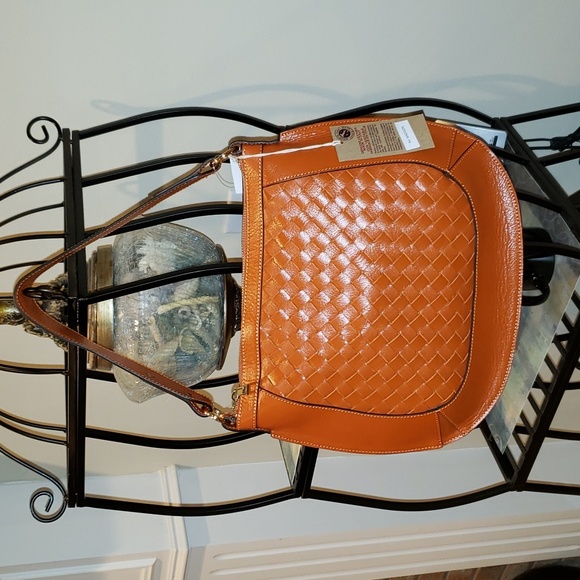 Made in Italy Anna Paola burnt orange leather shoulder bag. Medium size. NWT - Picture 1 of 7